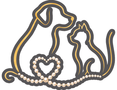 Paws & Pearls Gala Logo -Dog and Cat with Pearls | Gulf Coast Humane Society Events